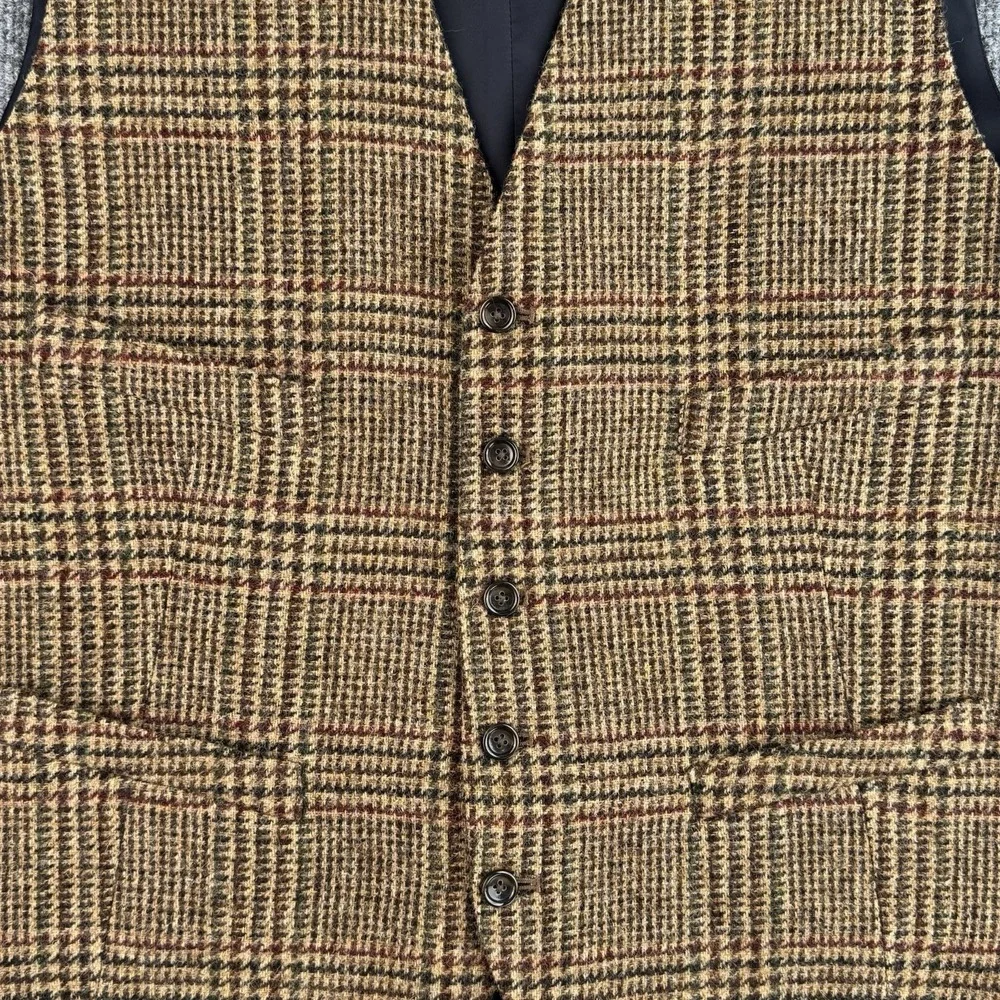 J. Crew Tweed Vest Men's XL Brown Houndstooth Moon British Quality 4 Pocket